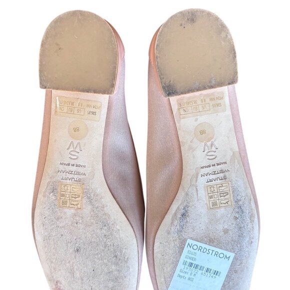 Stuart Weitzman Arabella Leather Trimmed Mesh Ballet Flats Ginger Size 8 - Picture 8 of 8